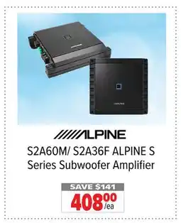 2001 Audio Video S2A60M/ S2A36F ALPINE S Series Subwoofer Amplifier offer