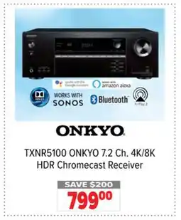 2001 Audio Video TXNR5100 ONKYO 7.2 Ch. 4K/8K HDR Chromecast Receiver offer