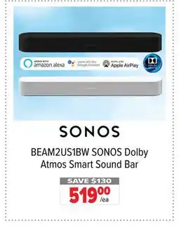 2001 Audio Video SONOS Dolby Atmos Smart Sound Bar offer