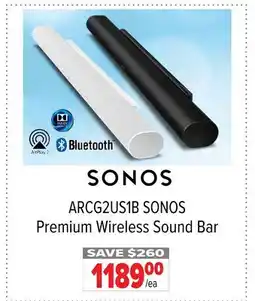 2001 Audio Video ARCG2US1B SONOS Premium Wireless Sound Bar offer