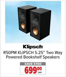 2001 Audio Video R50PM KLIPSCH 5.25 Two Way Powered Bookshelf Speakers offer