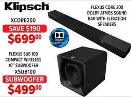 2001 Audio Video XCOROE200 KLIPSCH FLEXUS CORE 200 DOLBY ATMOS SOUND BAR WITH ELEVATION SPEAKERS offer
