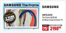 2001 Audio Video QN75LS03H Samsung 75 The Frame QLED 4K Art Mode Vision AI Smart TV offer