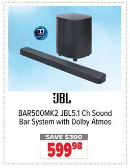 2001 Audio Video BAR500MK2 JBL 5.1 Ch Sound Bar System with Dolby Atmos offer