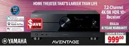 2001 Audio Video YAMAHA 7.2-Channel 4K/8K HDR 10+ Receiver offer