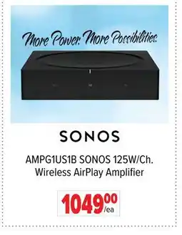 2001 Audio Video AMPG1US1B SONOS 125W/Ch. Wireless AirPlay Amplifier offer