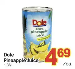 T&T Supermarket DOLE PINEAPPLE JUICE offer