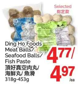 T&T Supermarket DING HO FOODS MEAT BALLS/SEAFOOD BALLS/FISH PASTE, 318G-453G offer