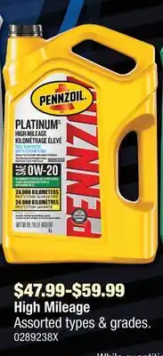 PartSource Pennzoil High Mileage offer
