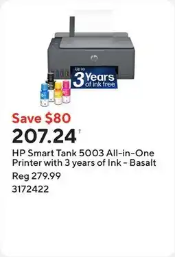 Staples HP Smart Tank 5003 All-in-One Printer with 3 years of Ink - Basalt offer