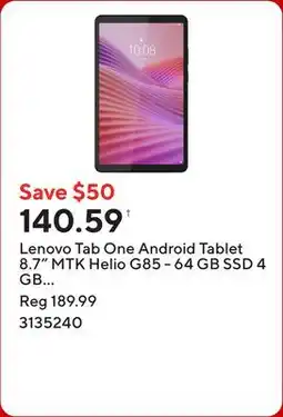 Staples Lenovo Tab One Android Tablet 8.7 MTK Helio G85 - 64 GB SSD 4 GB RAM with Folio Case - Luna Grey offer