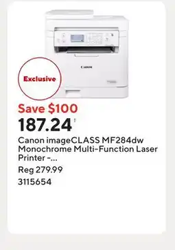 Staples Canon imageCLASS MF284dw Monochrome Multi-Function Laser Printer - White offer
