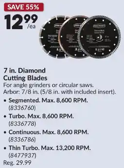 Princess Auto Pro Point 7 in. Diamond Cutting Blades offer