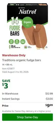 Costco Natrel traditions organic fudge bars offer