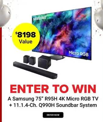 Visions Electronics Samsung 75" R95H 4K Micro RGB TV + 11.1.4-Ch. Q990H Soundbar System offer