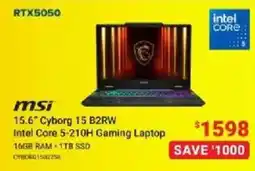Visions Electronics msi 15.6" cyborg 15 b2rw intel core 5-210h gaming laptop offer