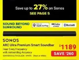 Visions Electronics Sonos arc ultra premium smart soundbar offer