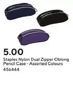 Staples Staples Nylon Dual Zipper Oblong Pencil Case offer