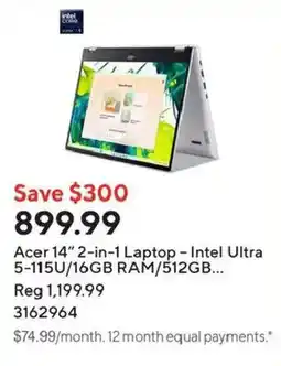 Staples Acer 14" 2-in-1 Laptop offer