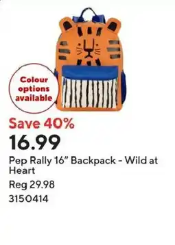 Staples Pep Rally 16" Backpack - Wild at Heart offer