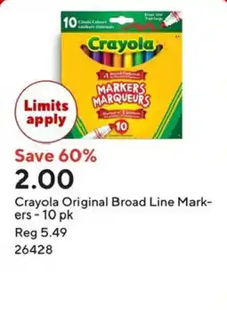 Staples Crayola Original Broad Line Markers offer