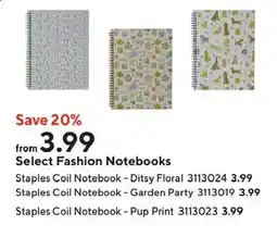 Staples Staples Select Fashion Notebooks offer