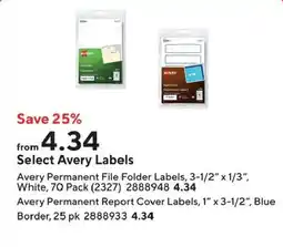 Staples Select Avery Labels offer