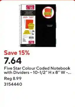 Staples Five Star Colour Coded Notebook offer