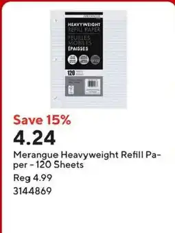 Staples Merangue Heavyweight Refill Paper offer