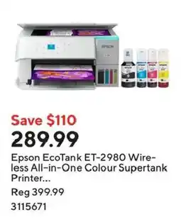 Staples Epson EcoTank ET-2980 Wireless All-in-One Colour Supertank Printer offer