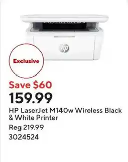 Staples Hp laserjet m140w wireless black & white printer offer