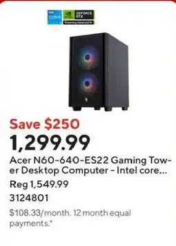 Staples Acer N60-640-ES22 Gaming Tower Desktop Computer offer
