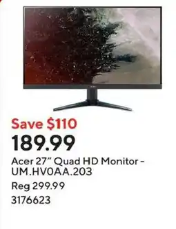 Staples Acer 27 Quad HD Monitor - UM.HVOAA.203 offer