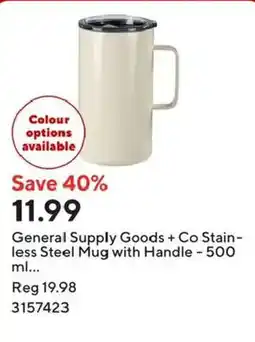 Staples General Supply Goods + Co Stainless Steel Mug with Handle offer