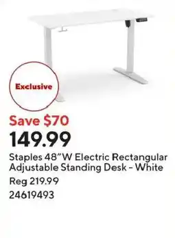 Staples Staples 48"W Electric Rectangular Adjustable Standing Desk - White offer