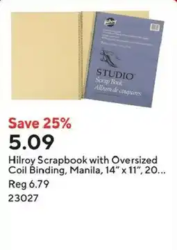 Staples Hilroy Scrapbook with Oversized Coil Binding, Manila offer