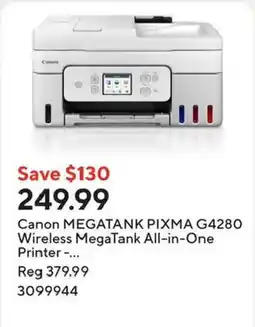 Staples Canon MEGATANK PIXMA G4280 Wireless MegaTank All-in-One Printer offer