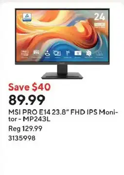 Staples msi pro e14 23.8" fhd ips monitor - mp243l offer