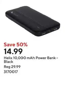 Staples Helix 10,000 mAh Power Bank - Black offer