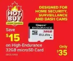 Visions Electronics Kingston High-Endurance 32GB microSD Card offer