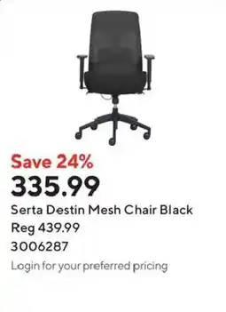 Staples Serta Destin Mesh Chair Black offer