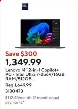 Staples Lenovo 14" 2-in-1 Copilot+ PC offer