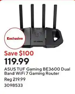 Staples Asus tuf gaming be3600 dual band wifi 7 gaming router offer