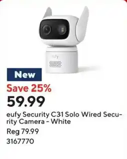 Staples eufy Security C31 Solo Wired Security Camera - White offer