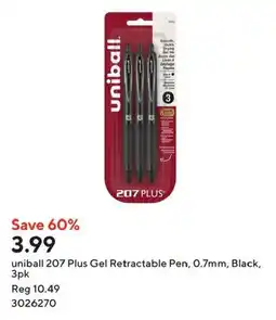 Staples uniball 207 plus gel retractable pen offer