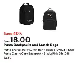 Staples Puma backpacks and lunch bags offer