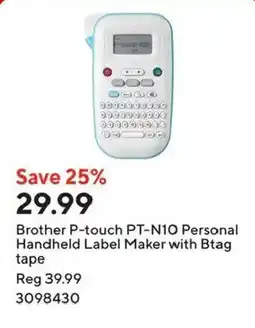Staples Brother P-touch PT-N10 Personal Handheld Label Maker with Btag tape offer