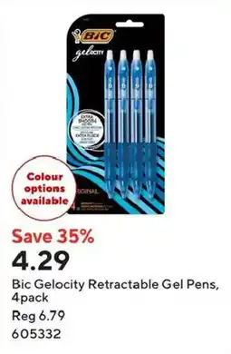Staples Bic Gelocity Retractable Gel Pens offer
