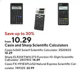 Staples Casio and Sharp Scientific Calculators offer