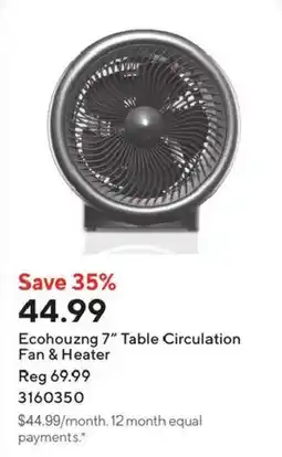Staples Ecohouzng 7" Table Circulation Fan & Heater offer